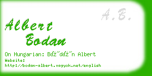 albert bodan business card